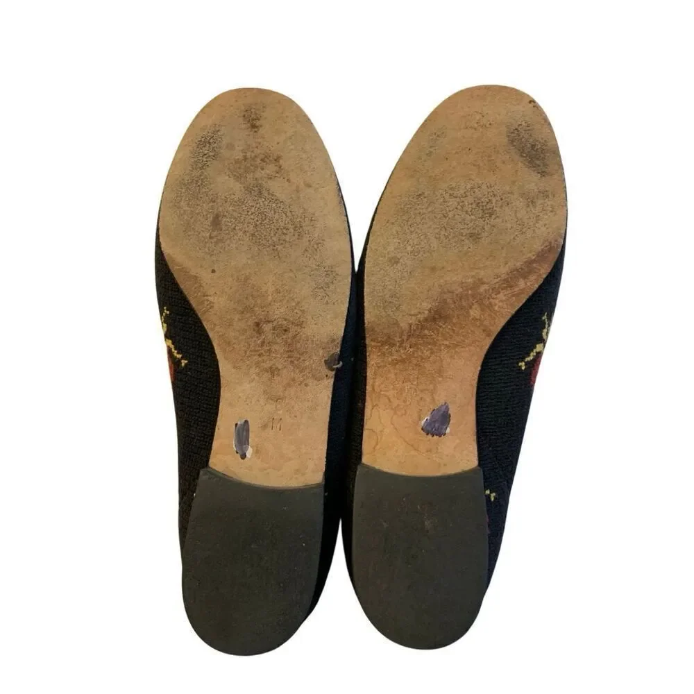 Zalo needlepoint embroidered flats loafers women's size 8